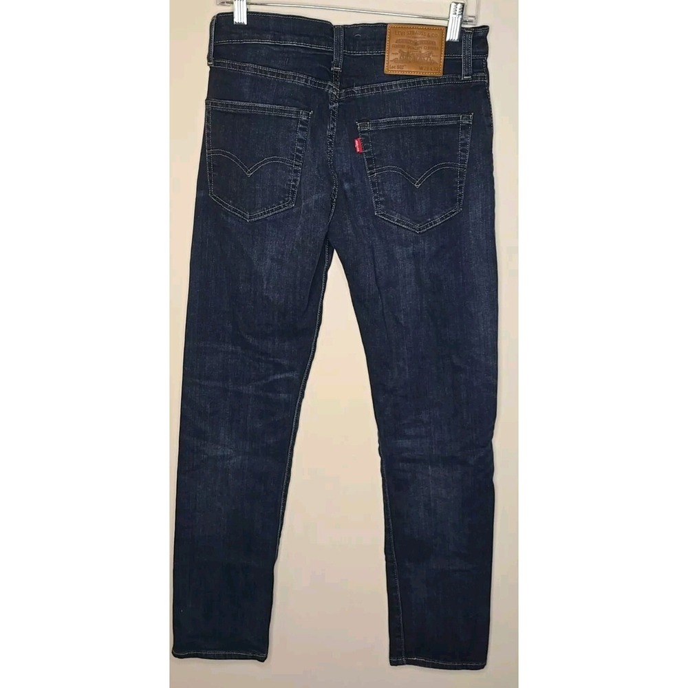 Levis 502 Jeans Mens W28‎ L32 Blue Premium Denim Tapered Dark Wash Stretch Big E